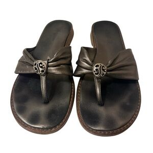 Brighton Party Metallic Grey Thong Slide Sandal Size